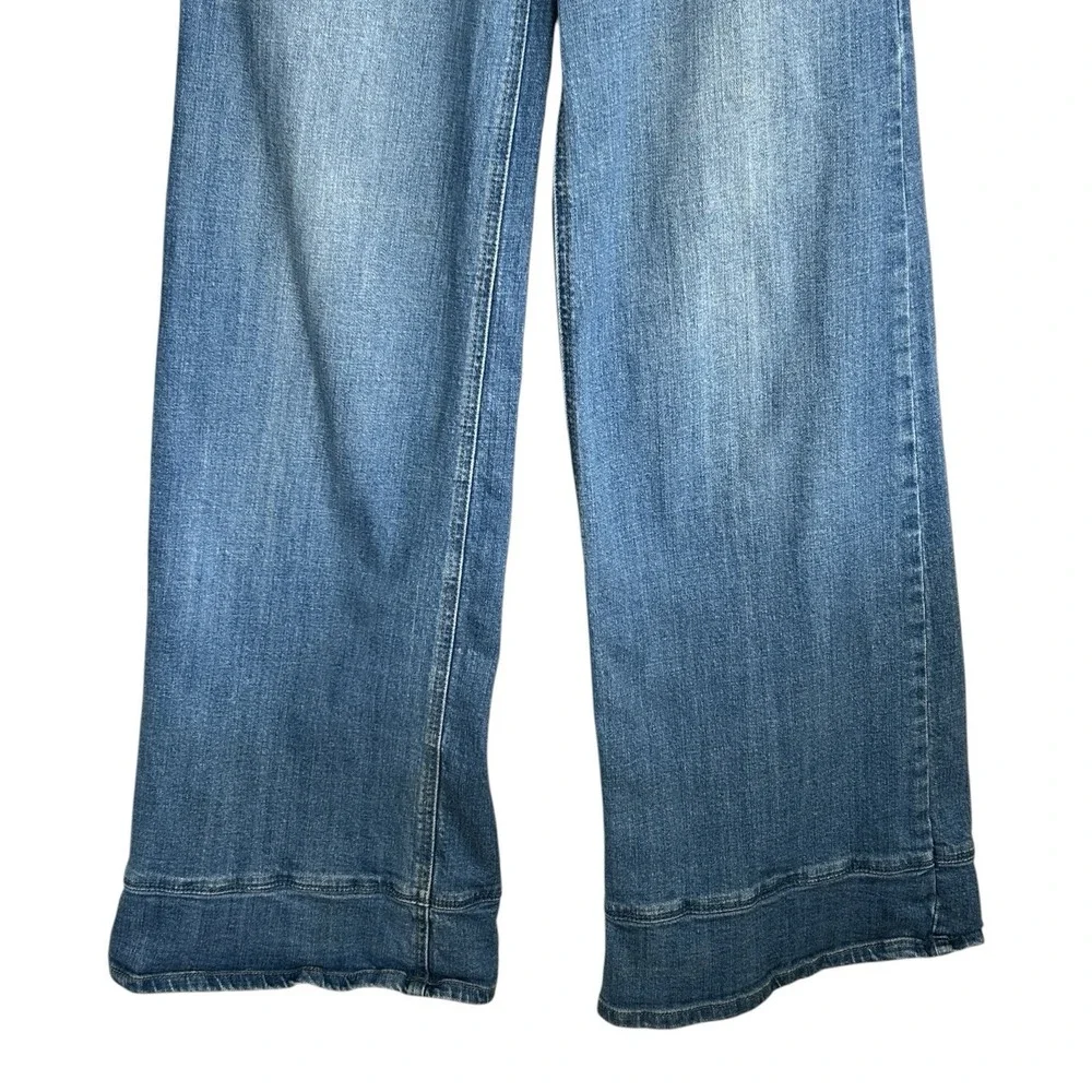 Free People Buckle Back Sailor Wide Leg Jeans 24 Boho Indie Retro Nautical Prepp